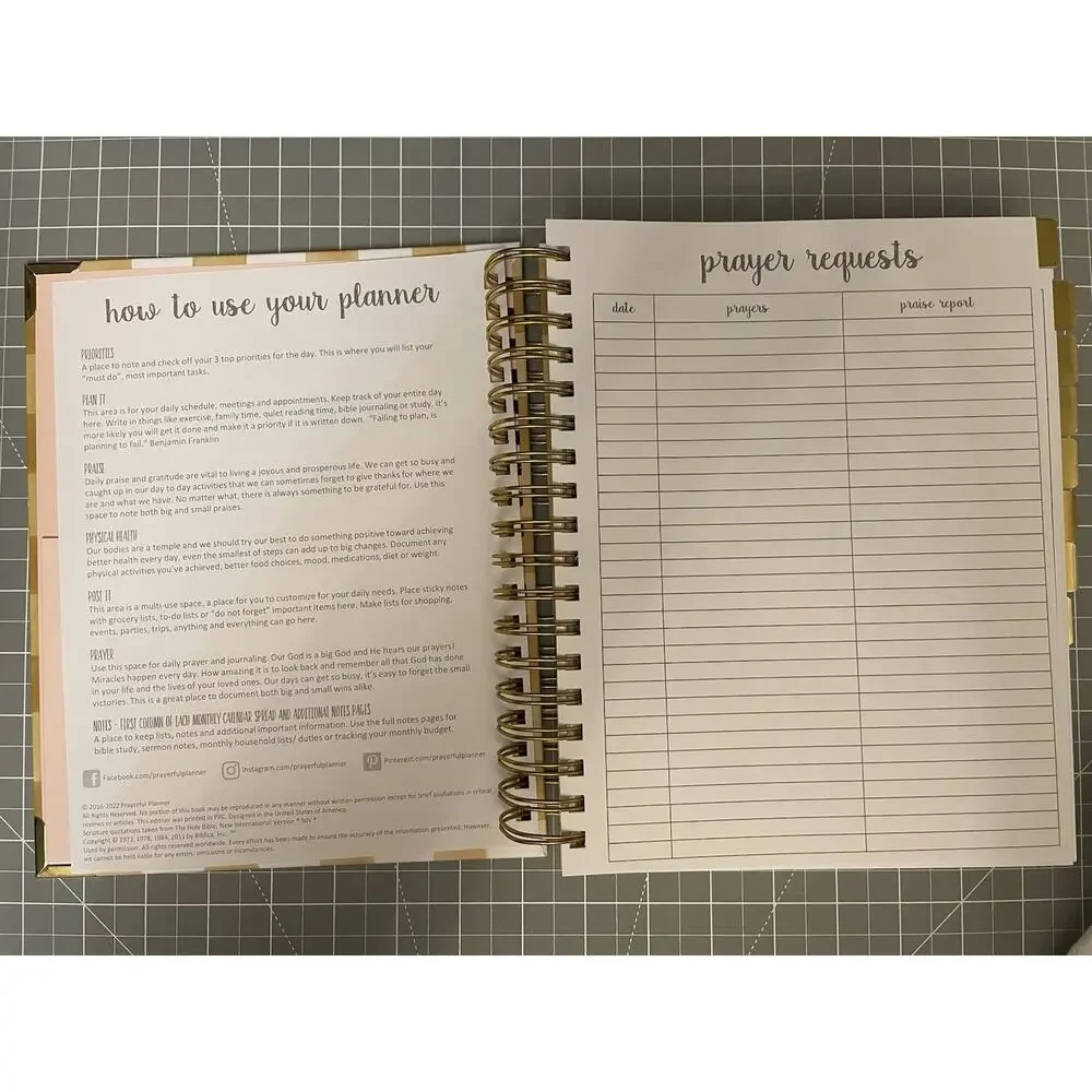 Prayerful Planner Undated Classic 7.5”x 9.5” Spiral Bound Yellow Gingham NIB